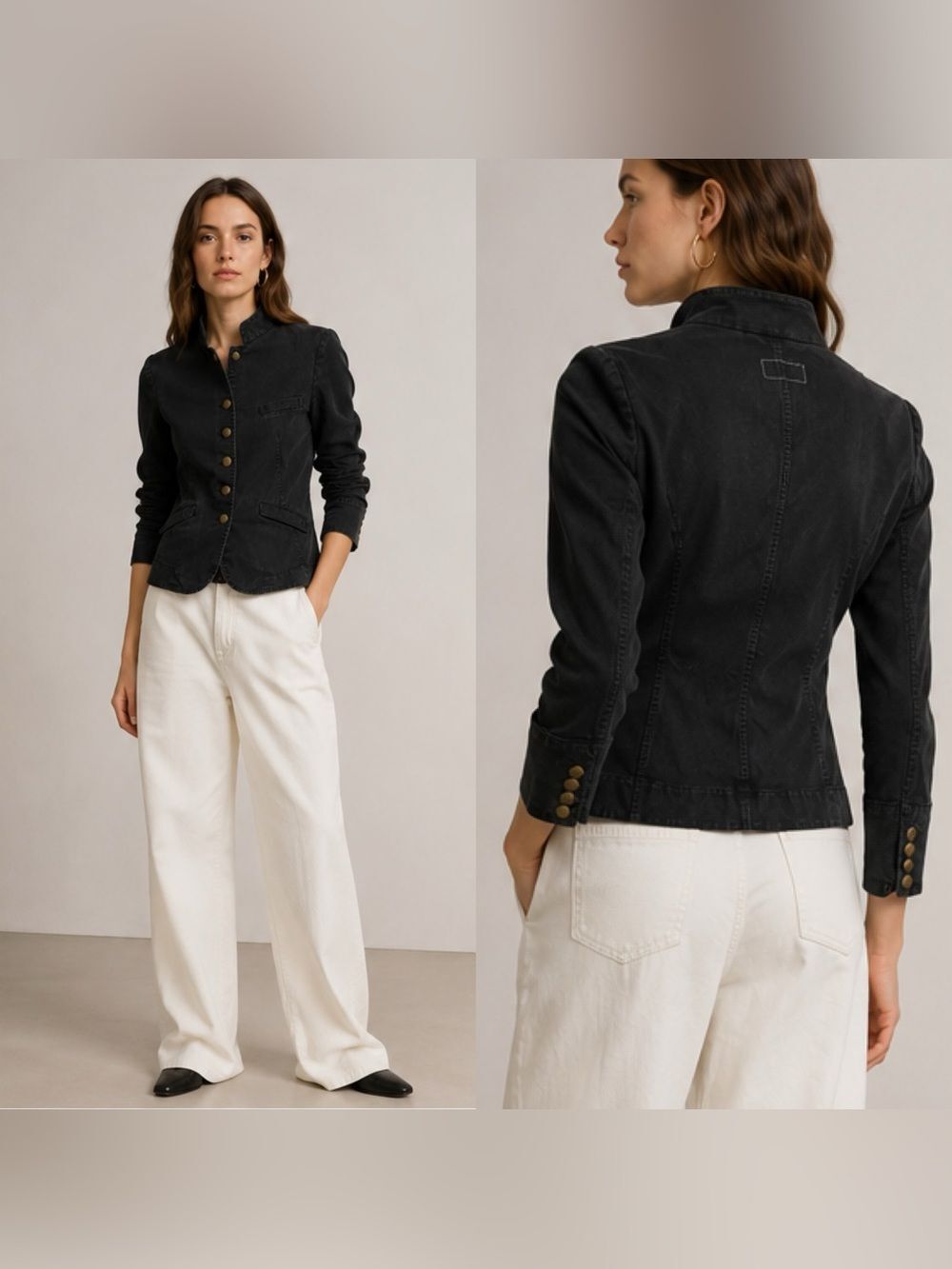 NILI Lotan black cotton napoleon style fitted jacket